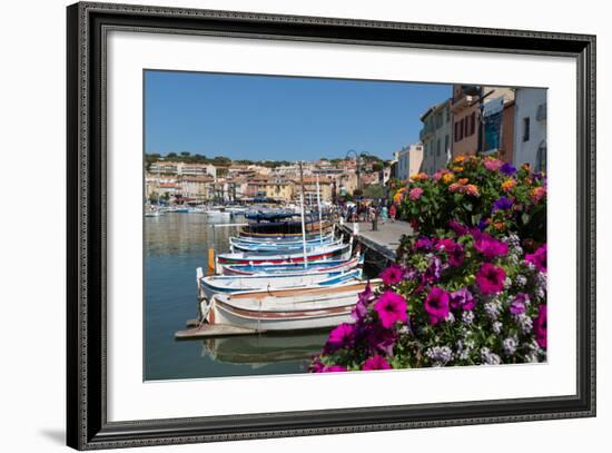 Traditional Fishing Boats Moored in the Harbour of the Historic Town of Cassis, Mediterranean-Martin Child-Framed Photographic Print