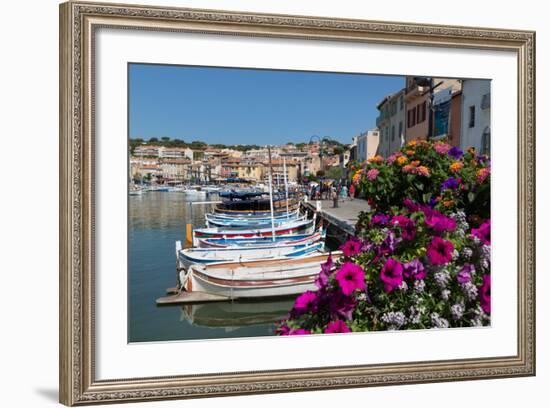 Traditional Fishing Boats Moored in the Harbour of the Historic Town of Cassis, Mediterranean-Martin Child-Framed Photographic Print