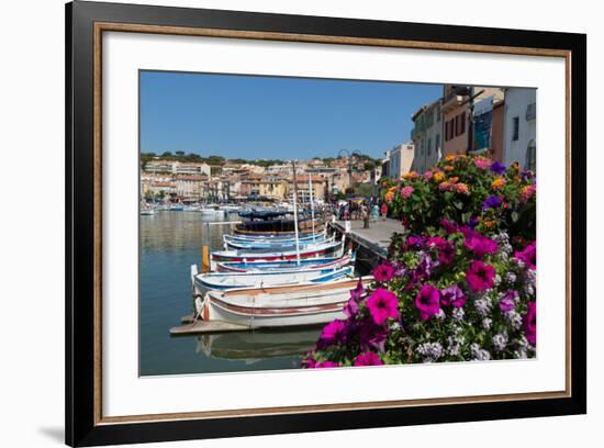 Traditional Fishing Boats Moored in the Harbour of the Historic Town of Cassis, Mediterranean-Martin Child-Framed Photographic Print