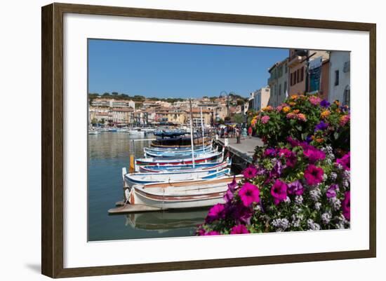 Traditional Fishing Boats Moored in the Harbour of the Historic Town of Cassis, Mediterranean-Martin Child-Framed Photographic Print