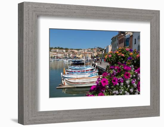 Traditional Fishing Boats Moored in the Harbour of the Historic Town of Cassis, Mediterranean-Martin Child-Framed Photographic Print