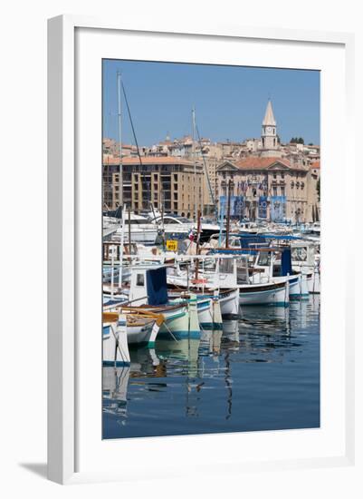 Traditional Fishing Boats Moored in the Old Port of Marseille, Provence, France, Europe-Martin Child-Framed Photographic Print