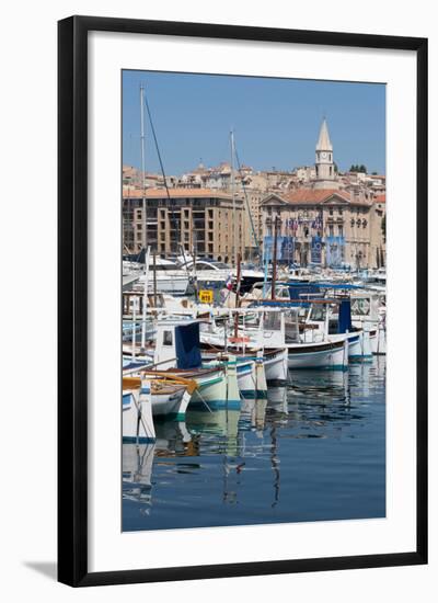 Traditional Fishing Boats Moored in the Old Port of Marseille, Provence, France, Europe-Martin Child-Framed Photographic Print