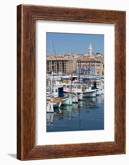 Traditional Fishing Boats Moored in the Old Port of Marseille, Provence, France, Europe-Martin Child-Framed Photographic Print