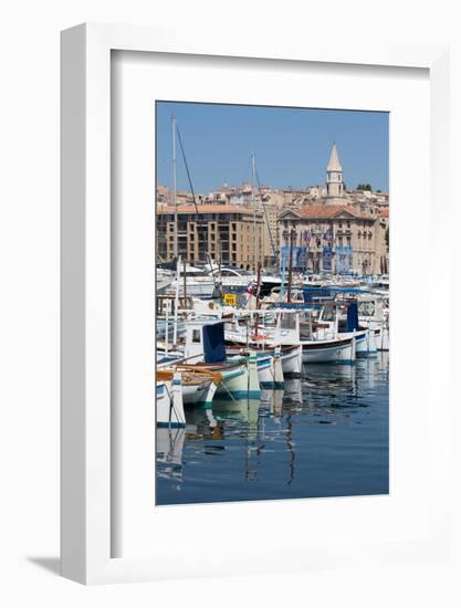 Traditional Fishing Boats Moored in the Old Port of Marseille, Provence, France, Europe-Martin Child-Framed Photographic Print