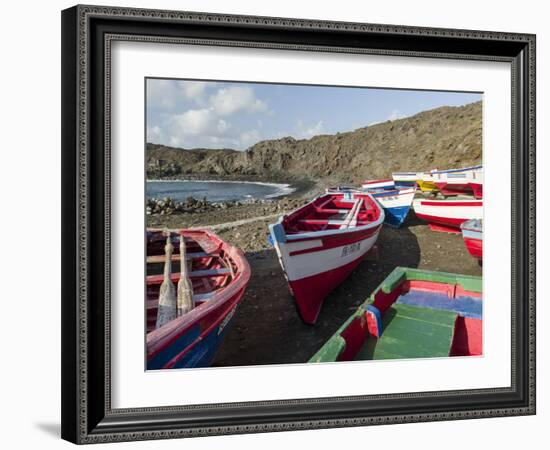 Traditional fishing boats near Las Salinas. Fogo Island (Ilha do Fogo), part of Cape Verde-Martin Zwick-Framed Photographic Print