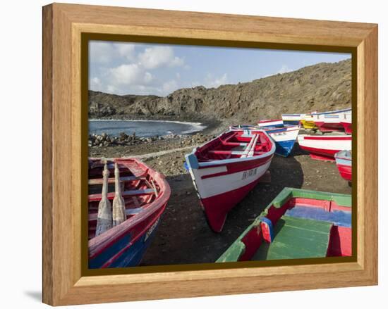 Traditional fishing boats near Las Salinas. Fogo Island (Ilha do Fogo), part of Cape Verde-Martin Zwick-Framed Premier Image Canvas