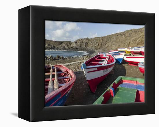 Traditional fishing boats near Las Salinas. Fogo Island (Ilha do Fogo), part of Cape Verde-Martin Zwick-Framed Premier Image Canvas