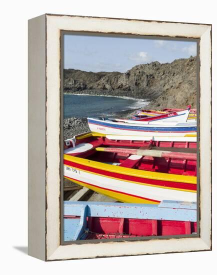 Traditional fishing boats near Las Salinas. Fogo Island (Ilha do Fogo), part of Cape Verde-Martin Zwick-Framed Premier Image Canvas