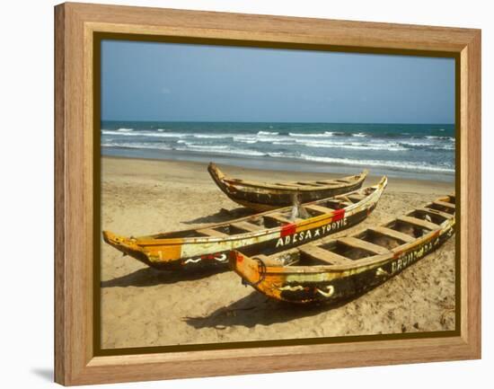 Traditional Fishing Boats on Kokrobite Beach, Greater Accra Region, Gulf of Guinea, Ghana-Alison Jones-Framed Premier Image Canvas