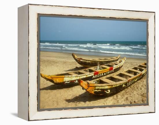 Traditional Fishing Boats on Kokrobite Beach, Greater Accra Region, Gulf of Guinea, Ghana-Alison Jones-Framed Premier Image Canvas