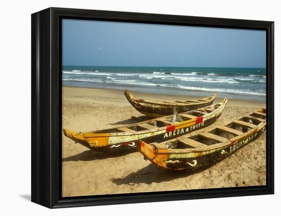 Traditional Fishing Boats on Kokrobite Beach, Greater Accra Region, Gulf of Guinea, Ghana-Alison Jones-Framed Premier Image Canvas