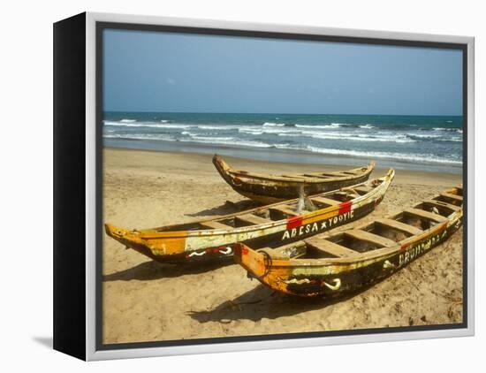 Traditional Fishing Boats on Kokrobite Beach, Greater Accra Region, Gulf of Guinea, Ghana-Alison Jones-Framed Premier Image Canvas