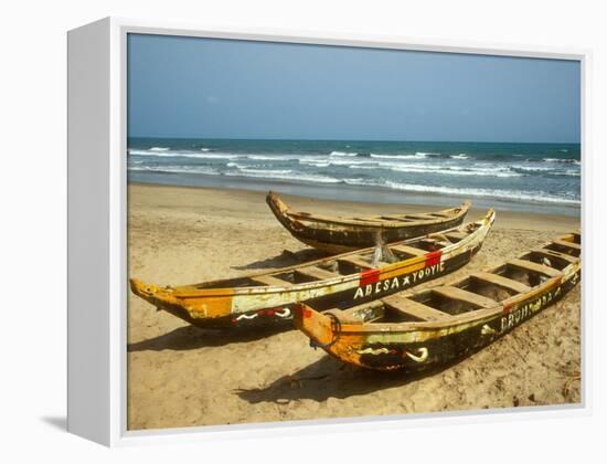 Traditional Fishing Boats on Kokrobite Beach, Greater Accra Region, Gulf of Guinea, Ghana-Alison Jones-Framed Premier Image Canvas