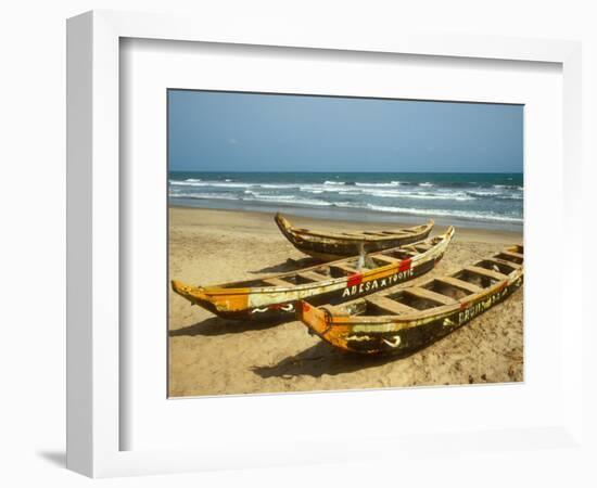 Traditional Fishing Boats on Kokrobite Beach, Greater Accra Region, Gulf of Guinea, Ghana-Alison Jones-Framed Photographic Print