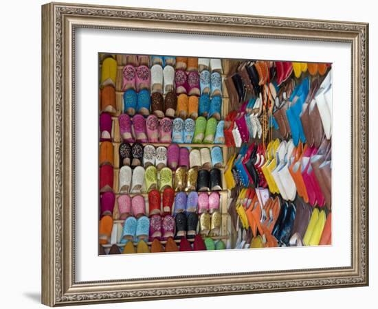 Traditional Footware (Babouches) for Sale in Souk, Medina, Marrakech (Marrakesh), Morocco, Africa-Nico Tondini-Framed Photographic Print
