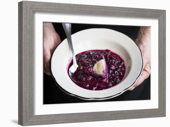 Traditional Fruit Grunt, A Slow Simmered Dessert With Dumplings Cooked In Fruit-Shea Evans-Framed Photographic Print