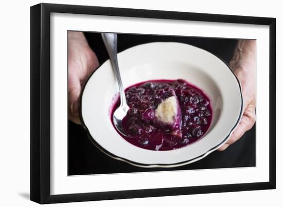 Traditional Fruit Grunt, A Slow Simmered Dessert With Dumplings Cooked In Fruit-Shea Evans-Framed Photographic Print