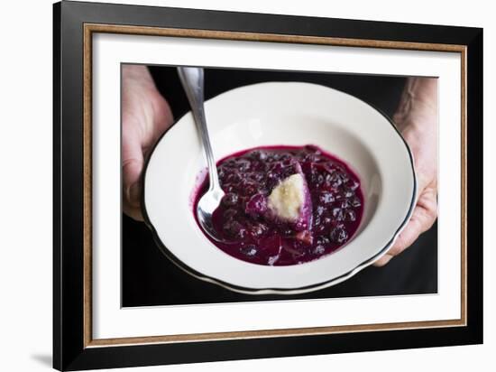 Traditional Fruit Grunt, A Slow Simmered Dessert With Dumplings Cooked In Fruit-Shea Evans-Framed Photographic Print