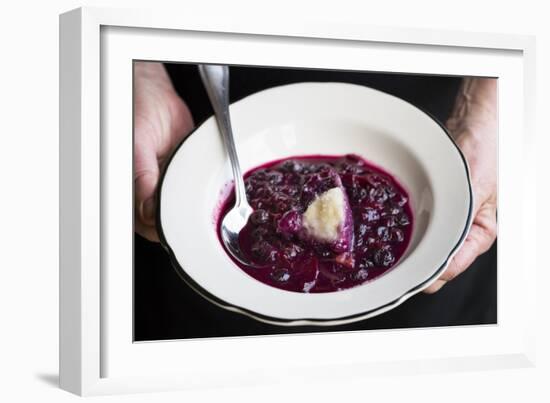 Traditional Fruit Grunt, A Slow Simmered Dessert With Dumplings Cooked In Fruit-Shea Evans-Framed Photographic Print