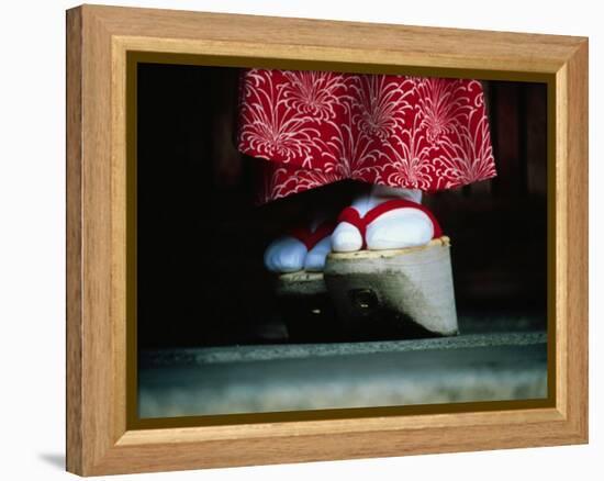 Traditional Geta (Wooden Sandals), Kyoto, Kinki, Japan,-Frank Carter-Framed Premier Image Canvas