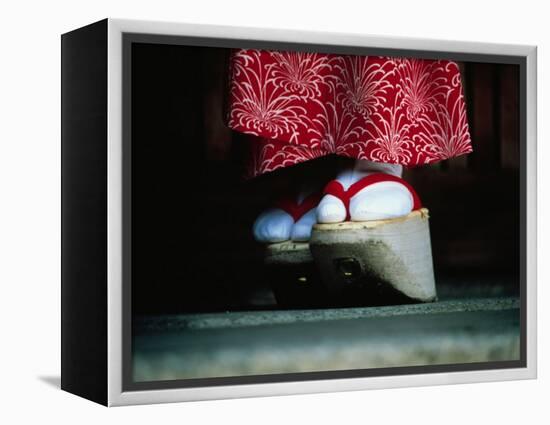 Traditional Geta (Wooden Sandals), Kyoto, Kinki, Japan,-Frank Carter-Framed Premier Image Canvas