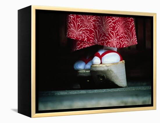 Traditional Geta (Wooden Sandals), Kyoto, Kinki, Japan,-Frank Carter-Framed Premier Image Canvas