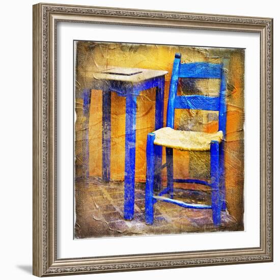 Traditional Greece Details -Painting Style Series-Maugli-l-Framed Art Print