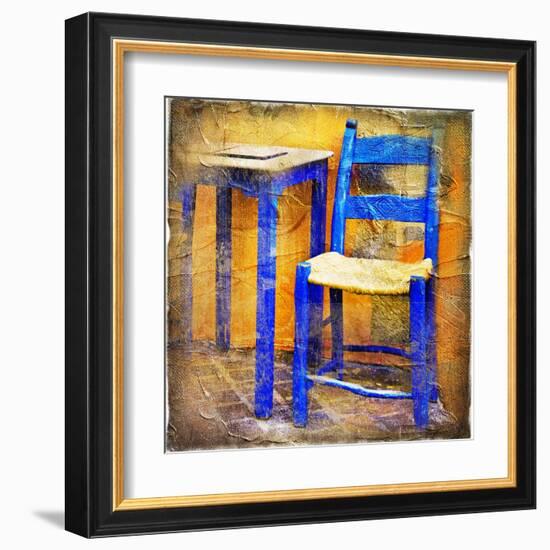 Traditional Greece Details -Painting Style Series-Maugli-l-Framed Art Print