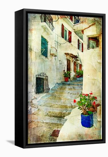 Traditional Greece -Pictorial Streets, Artistic Picture-Maugli-l-Framed Premier Image Canvas