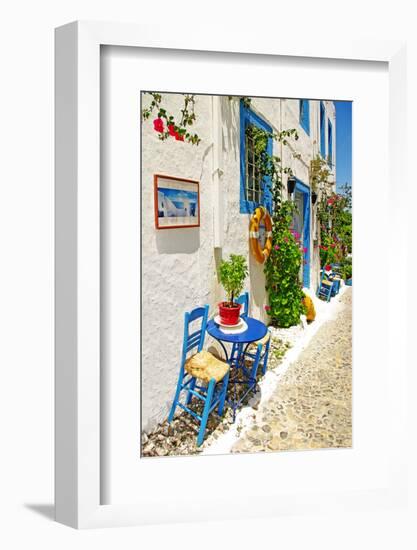 Traditional Greece Series - Street  Tavernas-Maugli-l-Framed Photographic Print