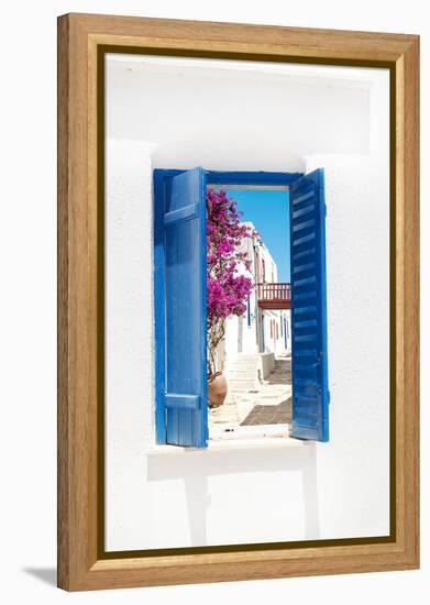 Traditional Greek Window on Sifnos Island, Greece-papadimitriou-Framed Premier Image Canvas