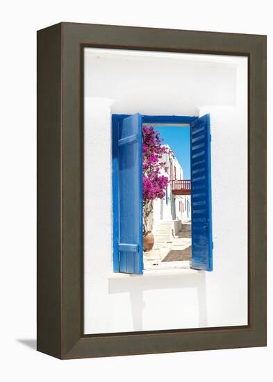 Traditional Greek Window on Sifnos Island, Greece-papadimitriou-Framed Premier Image Canvas