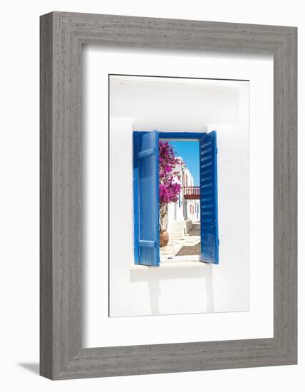 Traditional Greek Window on Sifnos Island, Greece-papadimitriou-Framed Photographic Print