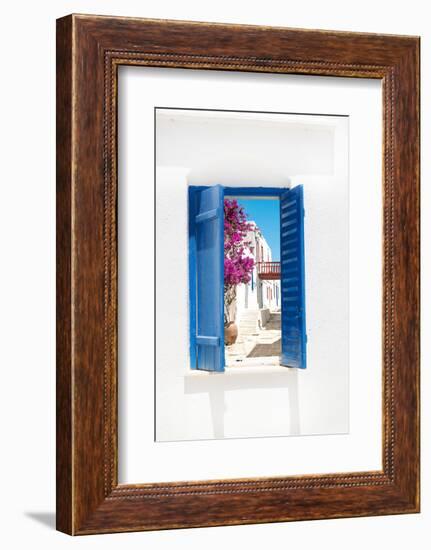 Traditional Greek Window on Sifnos Island, Greece-papadimitriou-Framed Photographic Print