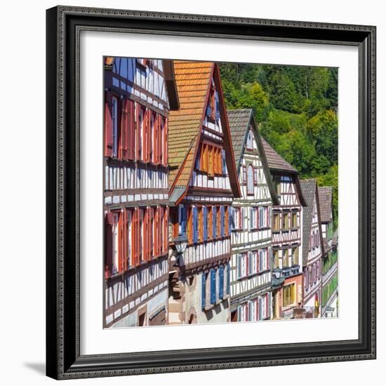 Traditional Half Timbered Buildings in Schiltach's Picturesque Medieval Altstad, Baden-Wurttemberg-Doug Pearson-Framed Photographic Print