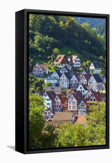 Traditional Half Timbered Buildings in Schiltach's Picturesque Medieval Altstad, Baden-Wurttemberg-Doug Pearson-Framed Premier Image Canvas