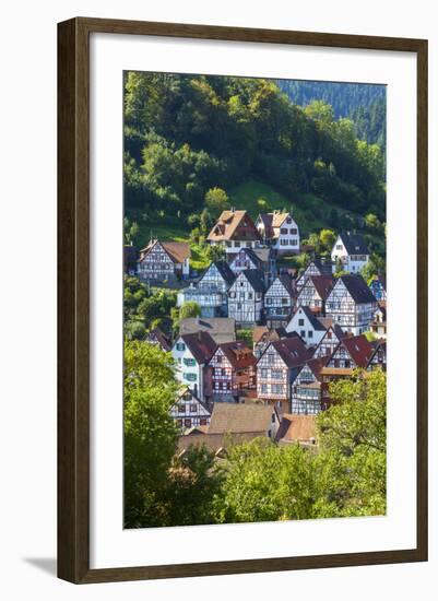 Traditional Half Timbered Buildings in Schiltach's Picturesque Medieval Altstad, Baden-Wurttemberg-Doug Pearson-Framed Photographic Print