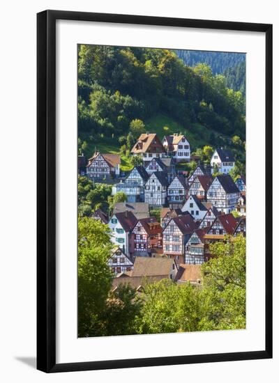 Traditional Half Timbered Buildings in Schiltach's Picturesque Medieval Altstad, Baden-Wurttemberg-Doug Pearson-Framed Photographic Print