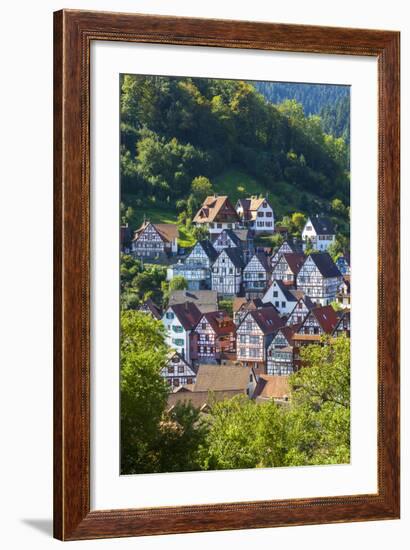 Traditional Half Timbered Buildings in Schiltach's Picturesque Medieval Altstad, Baden-Wurttemberg-Doug Pearson-Framed Photographic Print