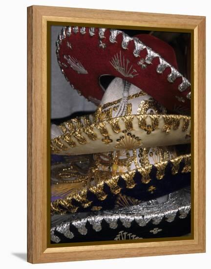 Traditional Hats Stacked on Display, Puerto Vallarta, Mexico-Merrill Images-Framed Premier Image Canvas