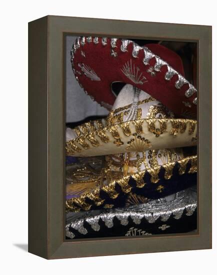 Traditional Hats Stacked on Display, Puerto Vallarta, Mexico-Merrill Images-Framed Premier Image Canvas