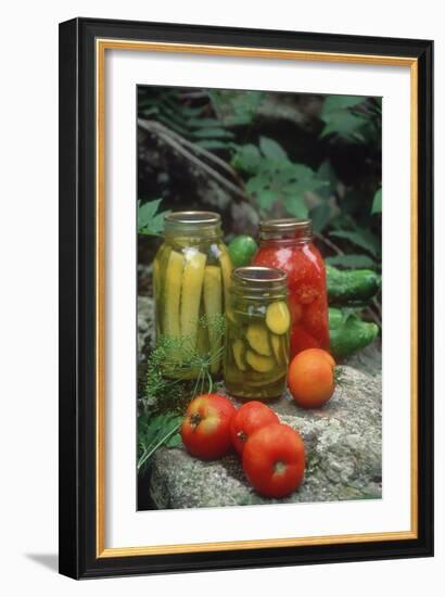 Traditional Home-Preserved Pickles and Tomatoes-null-Framed Photographic Print