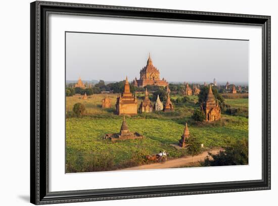 Traditional Horse and Cart Passing the Pagodas in Bagan (Pagan), Myanmar (Burma), Asia-Jordan Banks-Framed Photographic Print