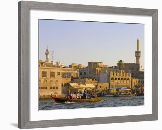 Traditional House Along Khor Dubai (Dubai Creek), Dubai, United Arab Emirates-Keren Su-Framed Photographic Print