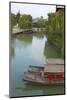 Traditional houses and boats on the Grand Canal, Taierzhuang Ancient Town, China-Keren Su-Mounted Photographic Print