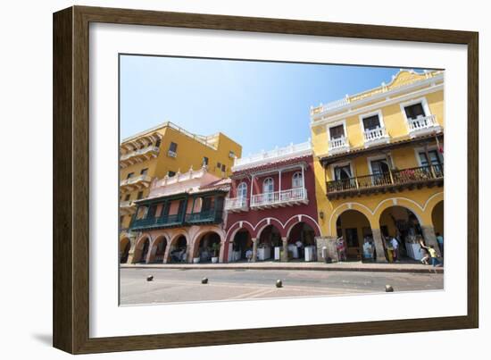 Traditional houses in the colorful old town of Cartagena, Colombia, South America-Alex Treadway-Framed Photographic Print