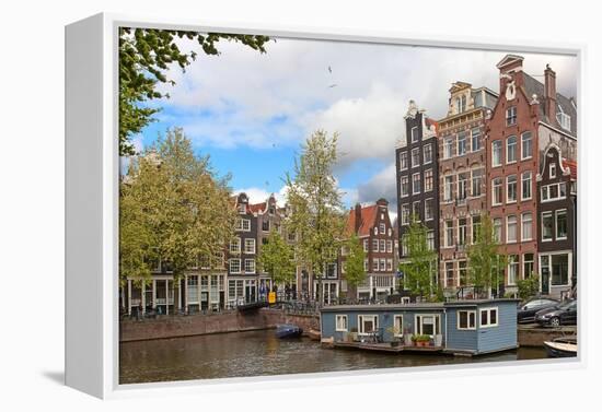 Traditional Houses of the Amsterdam, Netherlands-swisshippo-Framed Premier Image Canvas