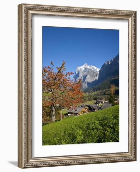 Traditional Houses, Wetterhorn and Grindelwald, Berner Oberland, Switzerland-Doug Pearson-Framed Photographic Print