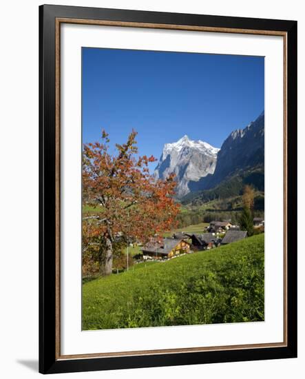 Traditional Houses, Wetterhorn and Grindelwald, Berner Oberland, Switzerland-Doug Pearson-Framed Photographic Print